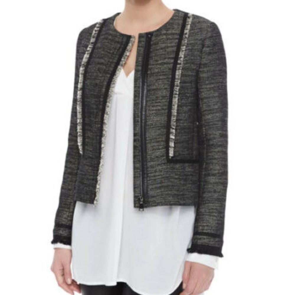 Vince BOUCLE JACKET WITH FRINGE Size 4